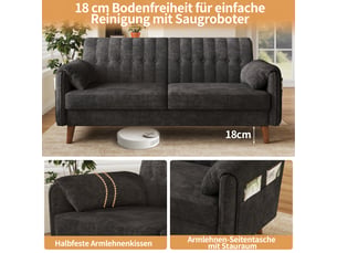 Canapé 2 places modulable en chenille gris foncé
