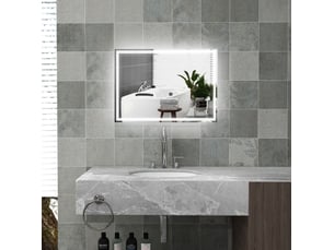 Miroir rectangulaire de salle de bain coloris argenté <strong>MIVRAY </strong> <strong></strong> - 70 cm x 50 cm