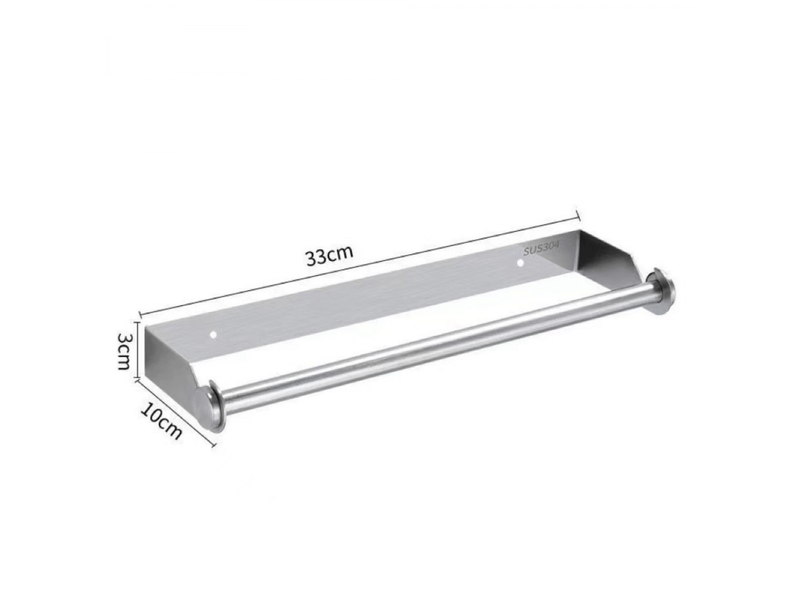 Porte-essuie-tout mural en acier inoxydable pour cuisine, garde-manger, évier, salle de bain, 33 cm, argent - Conforama E