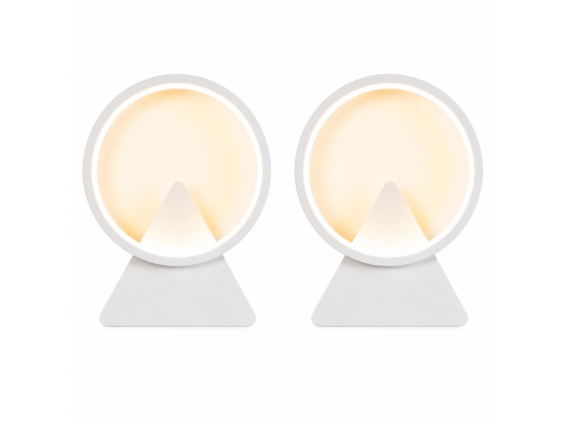  Applique murale lot de 2 led design halo triangulaire blanc mat 8w, lampe murale moderne pour salon chambre couloir  - Conforama A
