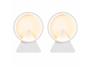 Applique murale lot de 2 led design halo triangulaire blanc mat 8w, lampe murale moderne pour salon chambre couloir