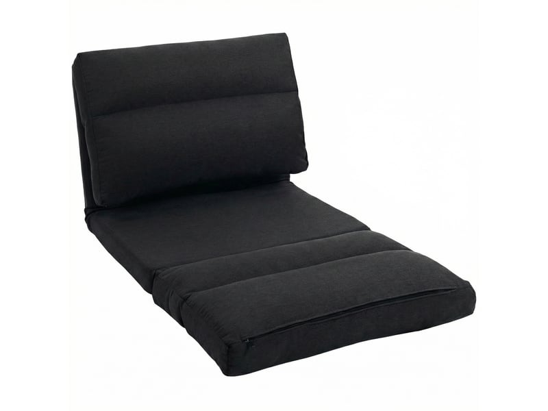  Fauteuil de sol canapé paresseux fauteuil convertible en lit inclinable 70 x 72 x 56 cm noir  - Conforama A