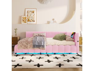 Canapé d'angle réversible convertible <strong></strong> <strong></strong> 2 places Velours rose avec coffre de rangement