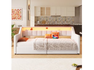 Lit gigogne 90x200 cm OKWISH coloris beige