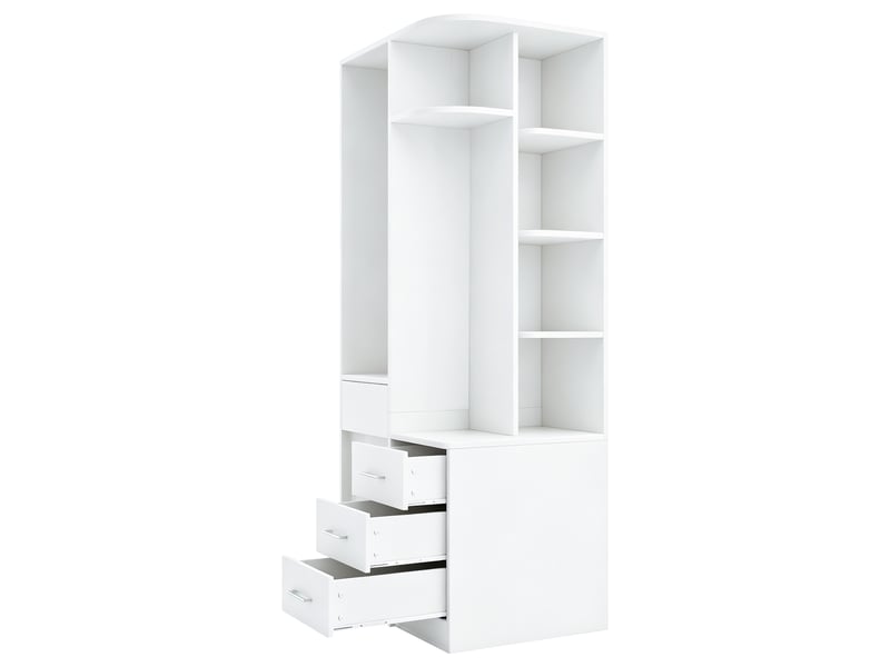  Armoire dressing,70x55x175 cm,avec penderie, étagères et tiroirs,mdf,blanche  - Conforama D