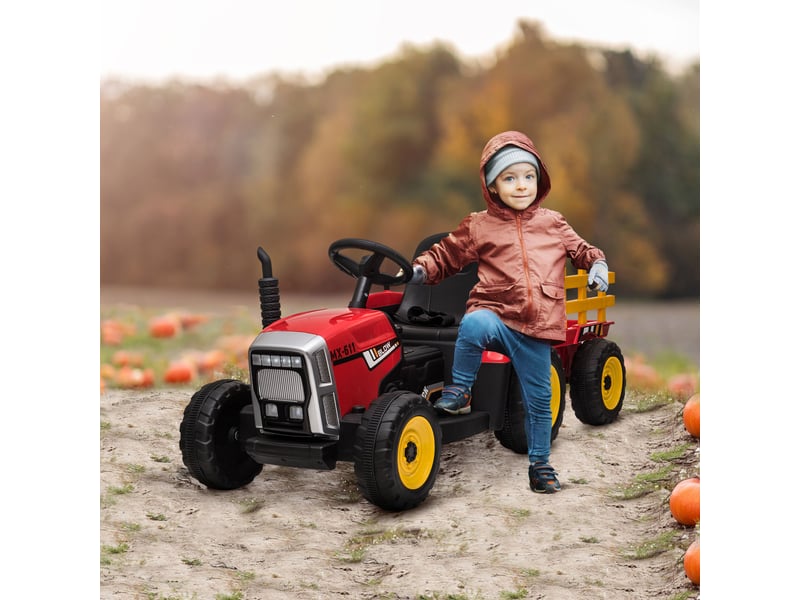 Voiture électrique pour enfants, tracteur pour enfants, avec télécommande parentale, vitesse maximale de 6 kmh ; rouge et noir - Conforama C