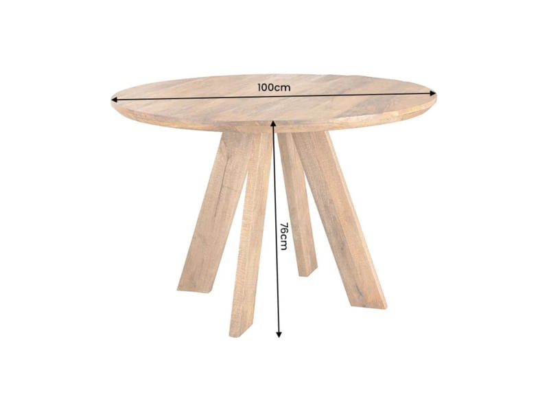Table de salle à manger ronde elya 100 cm en bois de manguier massif – 4 places - Conforama C