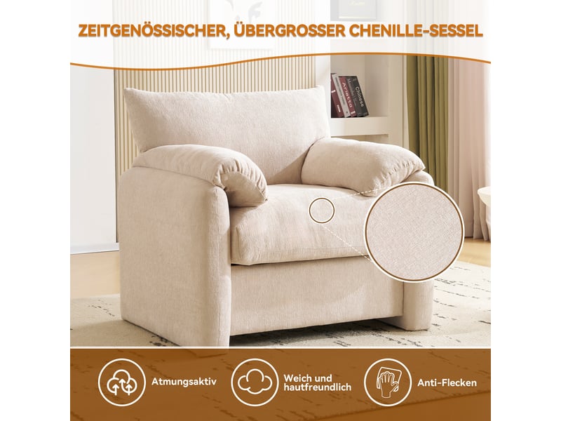  Fauteuil chenille moderne design canapé une place surdimensionné pour salon et chambre  - Conforama C