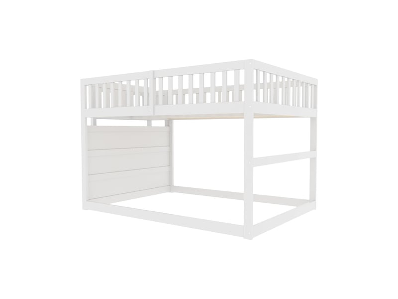  Lits superposés - 140x200cm - escalier avec 4 tiroirs - lit 2 places - barrière de sécurité, design bas, gain de place, bois blanc  - Conforama E