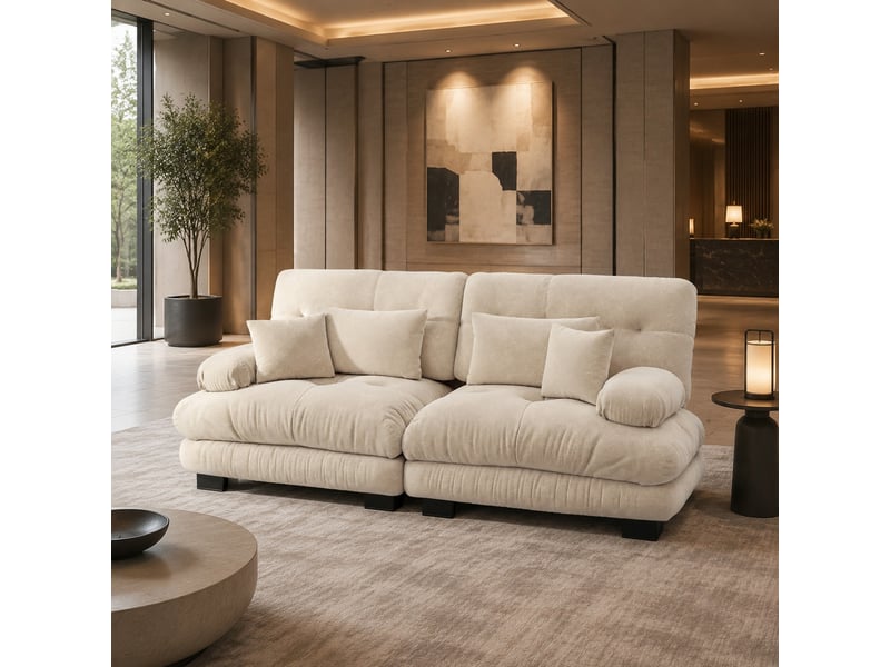 Canapé d'angle modenvie cloud 2 places en chenille marron clair 220 x 77 x 81 cm - Conforama E