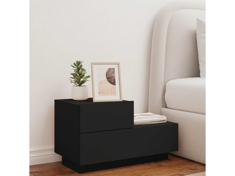 Table de chevet - cabinet de chevet - table de nuit avec lumières led noir 70x36x40,5 cm - Conforama B