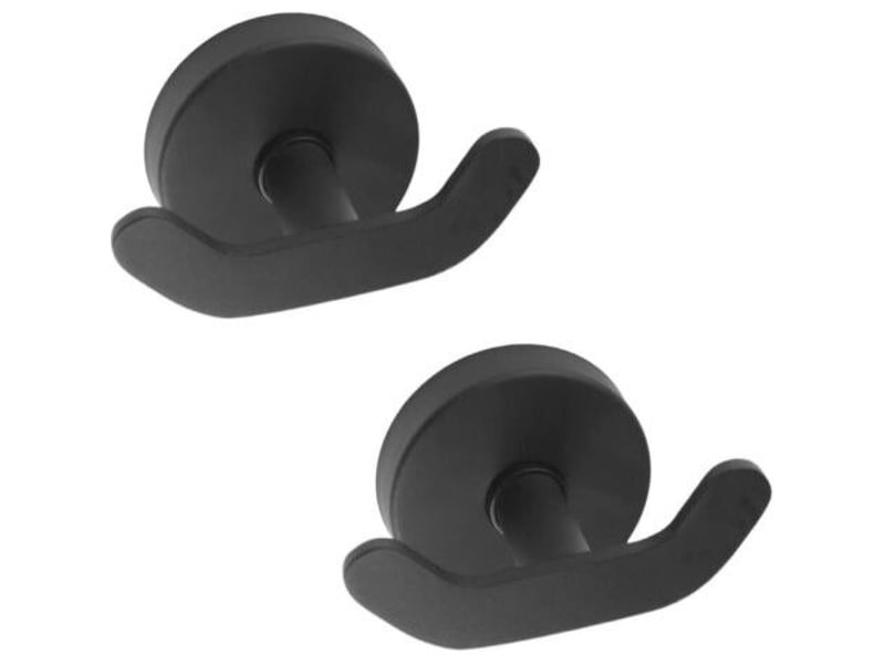  Lot de 2 crochets à double ventouse pour salle de bain, salon, cuisine, en acier inoxydable robuste - noir  - Conforama A