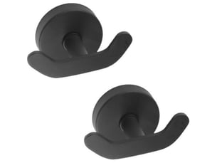 Lot de 2 crochets à double ventouse pour salle de bain, salon, cuisine, en acier inoxydable robuste - noir