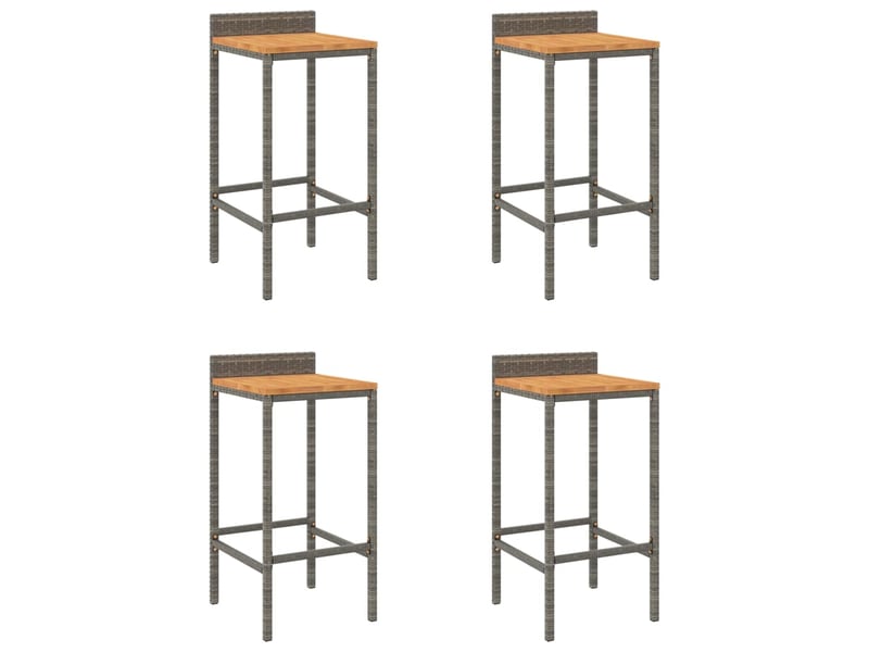  Lot de 4 tabouret de bar, chaise de bar gris résine tressée et bois d'acacia shl2146  - Conforama A