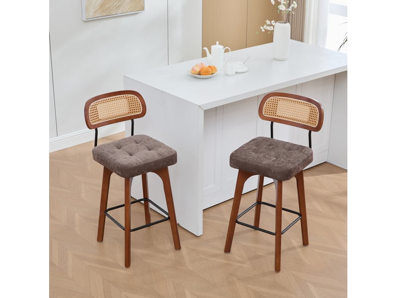  Lot de 2 tabourets de bar pivotants à 360° 51x44x96 cm avec dossier coloris marron  - Conforama B