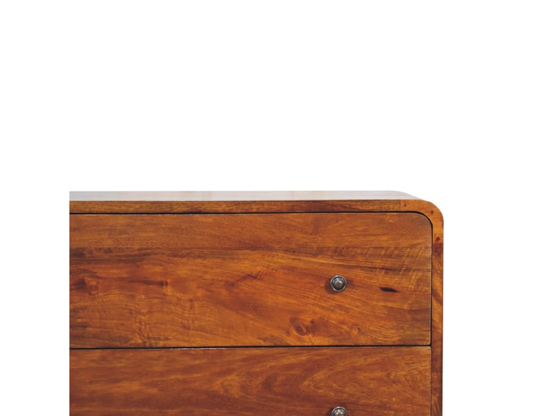  Artisan furniture commode incurvée en bois massif, finition châtaignier, 2 tiroirs  - Conforama D