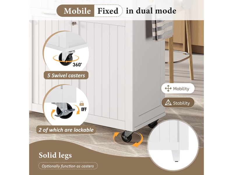  Desserte de cuisine à roulettes avec plateau rabattable et espace de rangement, pour la cuisine, 140×40-70×92 cm  - Conforama E