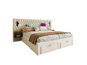 Lit avec rangement 160x200 cm    coloris beige
