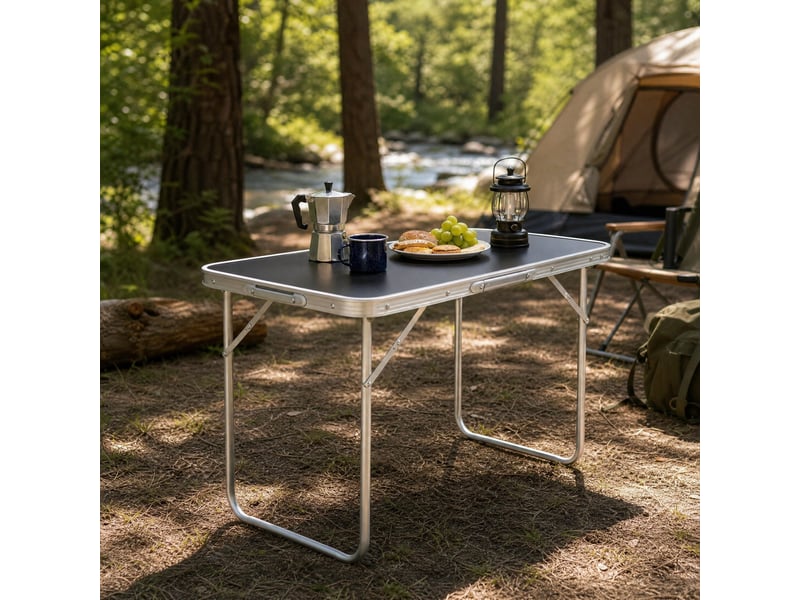  Table de jardin bistrot pliante avec pieds repliables et poignée de transport, pour camping, noir, 70 × 50 × 60 cm  - Conforama D