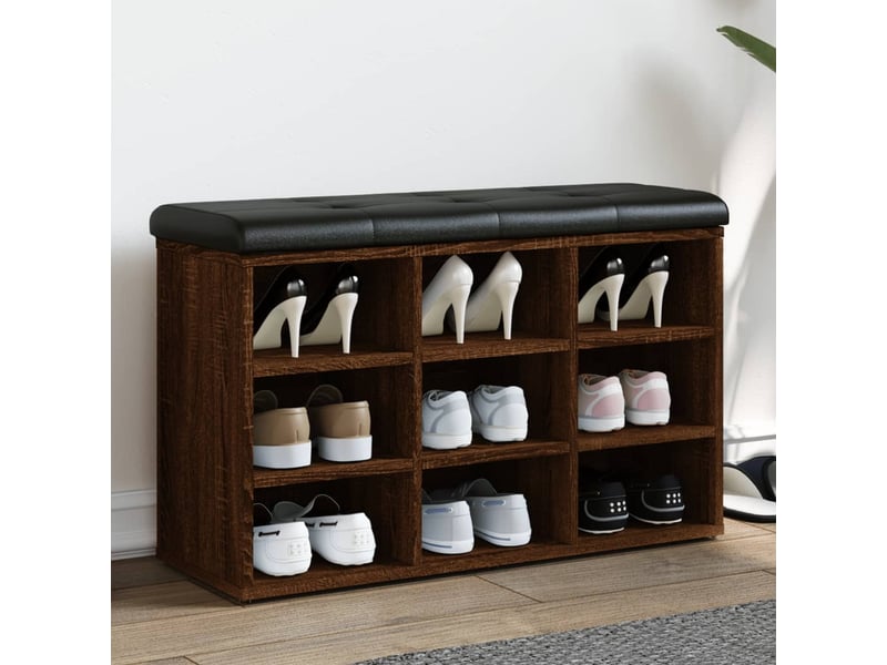  Banc à chaussures, banc de rangement chêne marron 82x32x50 cm bois d'ingénierie  - Conforama B