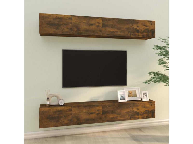  Meubles tv - banc tv - meuble de rangement muraux 4 pcs chêne fumé 100x30x30 cm  - Conforama B