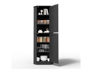 Meuble d'angle avec 2 portes et étagères réglables pour cuisine salle à manger et salon en mdf 42×42×166 cm noir