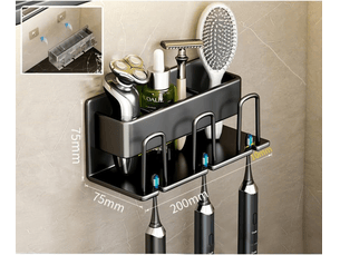 Porte-brosse à dents mural, adapté au porte-gobelet et au porte-brosse à dents de la salle de bain (noir, trois pièces)