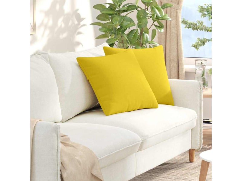  Lot de 2 coussins de canapé, coussins décoratifs tissu jaune clair 50 x 50 cm cf58891  - Conforama B
