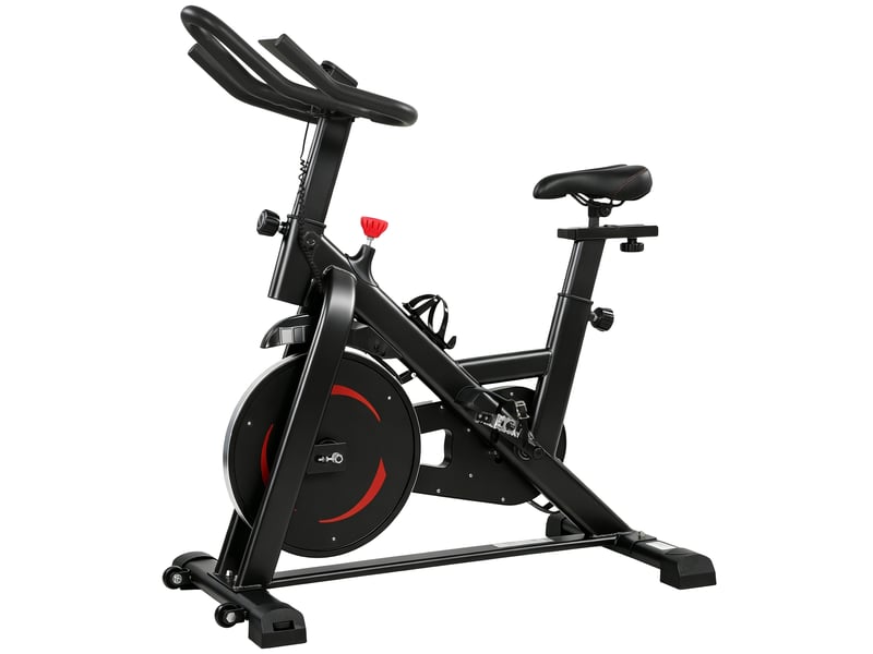  Vélo d'appartement silencieux avec résistance magnétique réglable, app connectez, écran lcd, 111,5x52,5x114,5cm, noir  - Conforama B