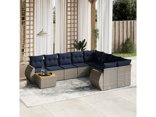 Vidaxl ensemble de canapé de jardin 10 pcs avec coussins gris résine tressée