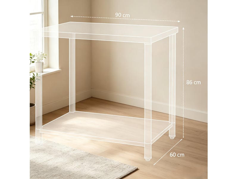  Table de travail inox 2 niveaux avec étagère 90 x 60 cm homvra  - Conforama E