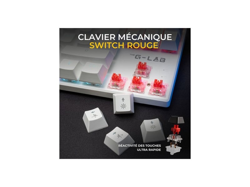  Clavier gaming mecanique tkl rouge cherry linear rgb dynamique 20 modes blanc anti-ghosting 26 touches GLA3760162055528 - Conforama D