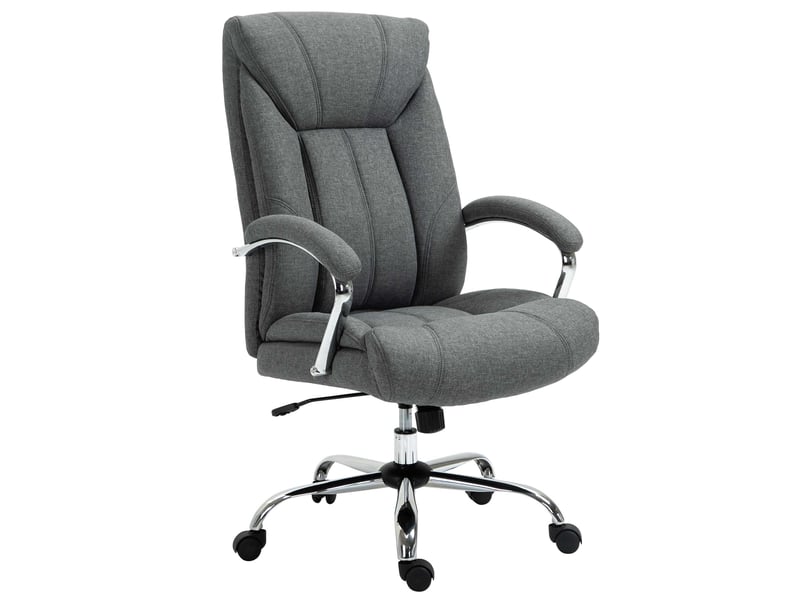  Chaise bureau bascule, ergonomique, accoudoirs, appui-tête, nylon gris, 65x78x110-118 cm.  - Conforama B