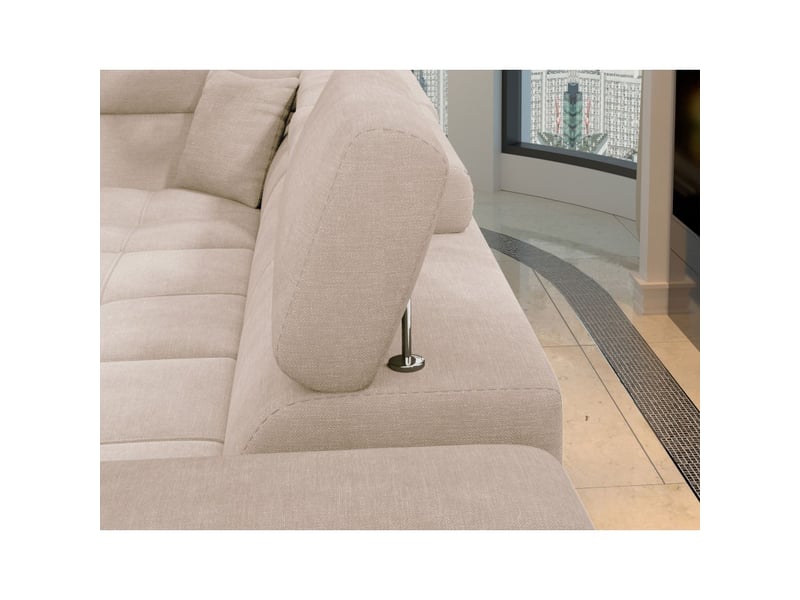  Canapé d'angle convertible palazzo 4 places beige – angle droit avec coffre  - Conforama E