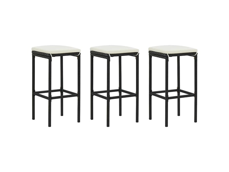  Lot de 3 tabouret de bar, chaise de bar avec coussins noir résine tressée  - Conforama B