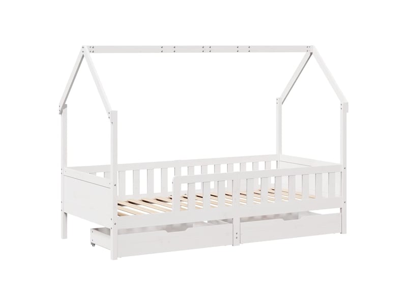  Cadre de lit enfants - lit jeune avec tiroirs sans matelas 80x200 cm bois  - Conforama C
