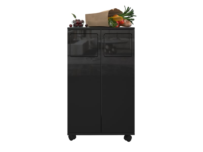 Meuble de tri des déchets 2 compartiments à roulettes 46,7x35x80 cm noir - Conforama A