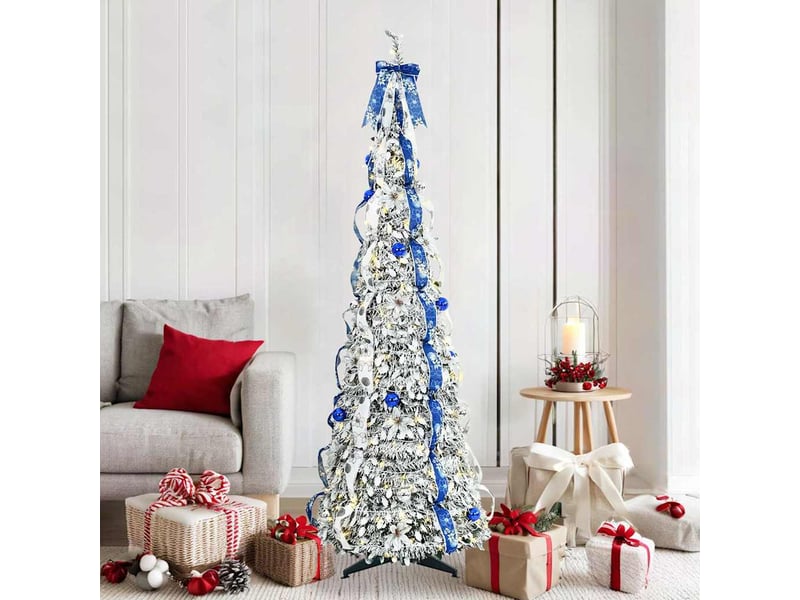  Sapin de noël artificiel, arbre de noël blanc 180 cm pvc  - Conforama B