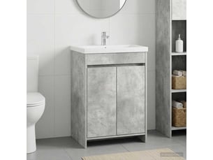Meuble sous lavabo de salle de bain, commode gris béton shl1870