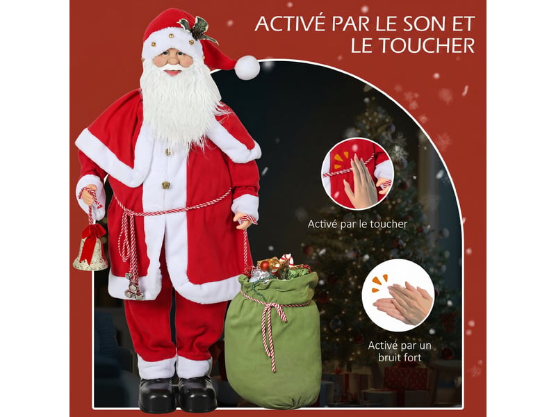  Figurine de père noël debout h.140 cm hotte cloche effets sonores mouvements  - Conforama D