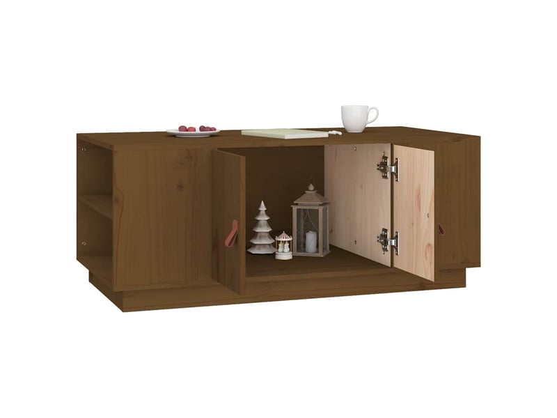  Table basse - table de salon - table à thé marron miel 100x50x41 cm bois massif de pin  - Conforama D