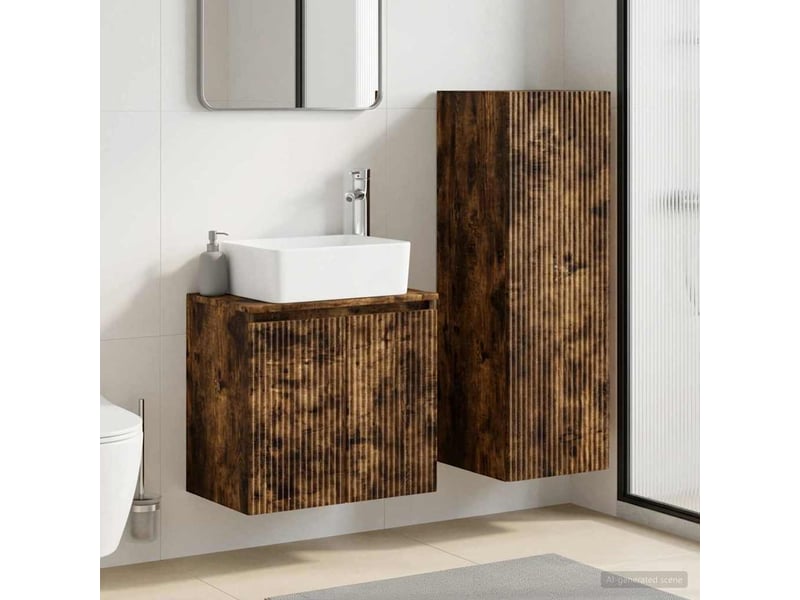 Ensemble de mobilier de salle de bain 2 pcs chêne fumé shl8207 - Conforama B