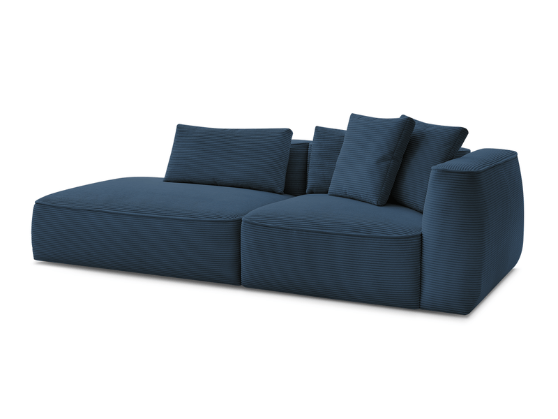  Bobochic canapé droit fixe 3 places leopold velours côtelé bleu foncé  accoudoir droit LEOPOLD - Conforama A