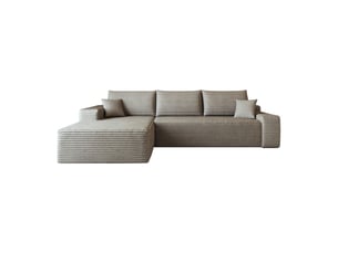 Canapé droit fixe <strong></strong> <strong></strong> 3 + 2 places Velours côtelé beige