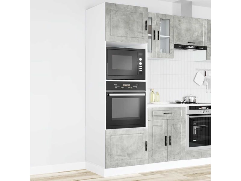  Meuble de rangement, armoires de four porto gris béton bois d'ingénierie  - Conforama C