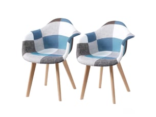 Chaise de salle à manger - ensemble élégant de 2 fauteuils lounge, 43 x 47 x 81.5 cm, chaises de bureau, bleu