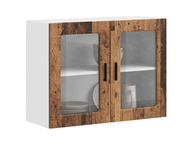  Armoire murale de cuisine avec porte en verre porto vieux bois shl8017  - Conforama D