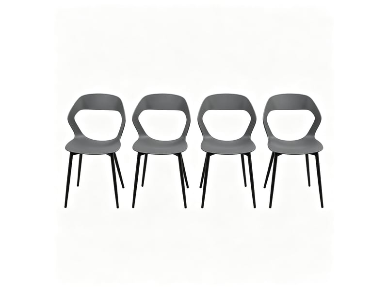  Chaise de salle à manger lot de 4 avec dossier ergonomique  - pieds métal, polypropylène gris 51 × 44 × 83 cm  - Conforama A