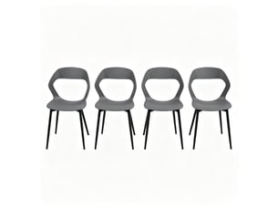 Chaise de salle à manger lot de 4 avec dossier ergonomique  - pieds métal, polypropylène gris 51 × 44 × 83 cm