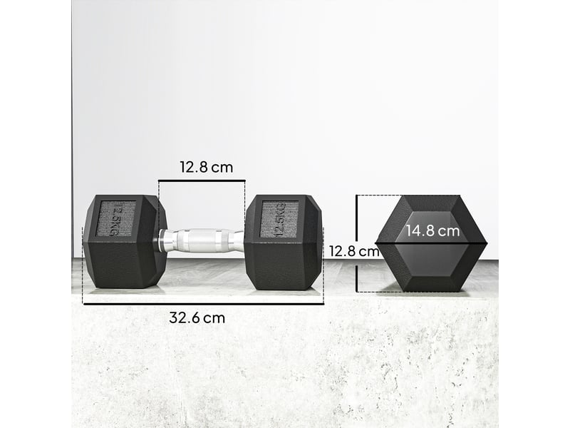  Ensemble de 2 haltères hexagonales de 12,5 kg, poids de musculation avec poignée moletée antidérapante, noires  - Conforama E